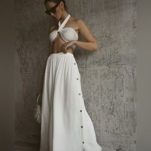 Akaa wide leg white pants and top